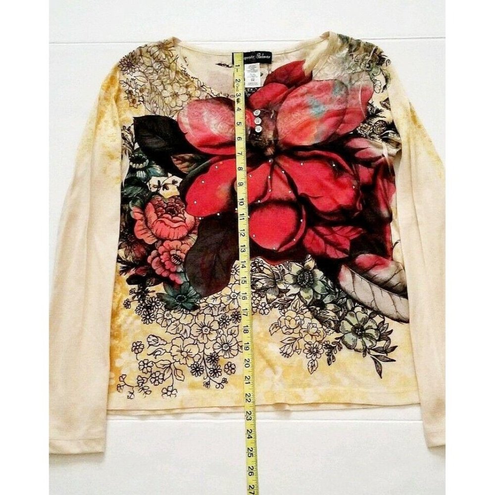 Appropriate Behavior Women’s Floral Sheer Lace Buttons Long Sleeve Shirt S (4-6) - Picture 6 of 10